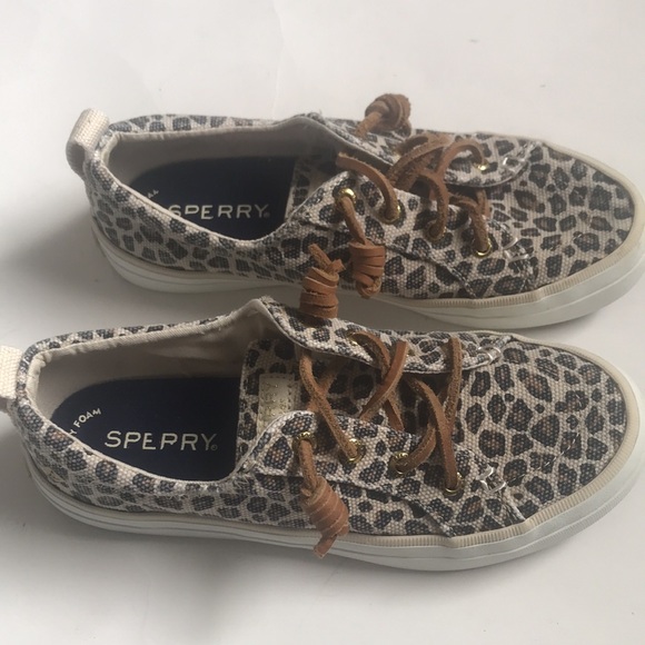 Sperry crest vibe women’s leather lace up leopard print shoes size 5 cle… - Picture 2 of 9